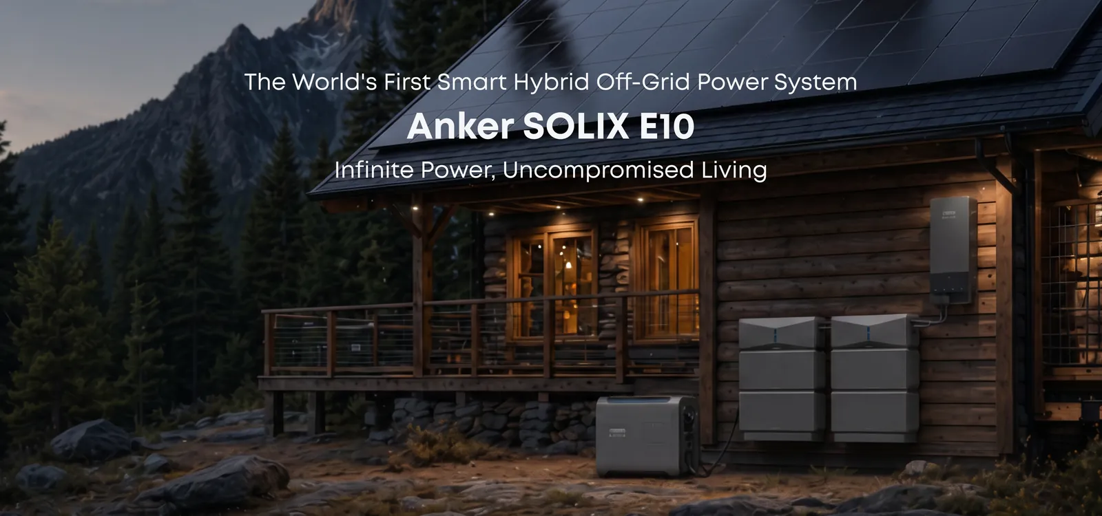 Imagen oficial del ecosistema Anker SOLIX E10 con paneles solares